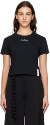 Rokh Black Embroidered T-Shirt
