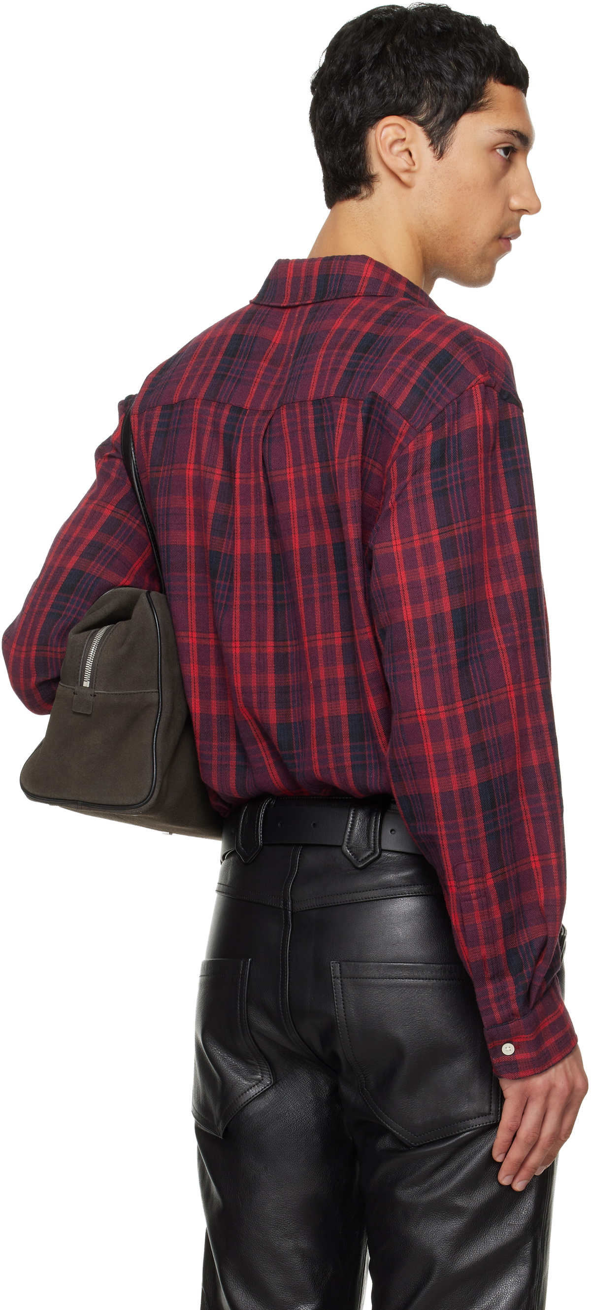 TONYWACK Red Washed Cotton Blend Check Shirt