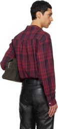 TONYWACK Red Washed Cotton Blend Check Shirt