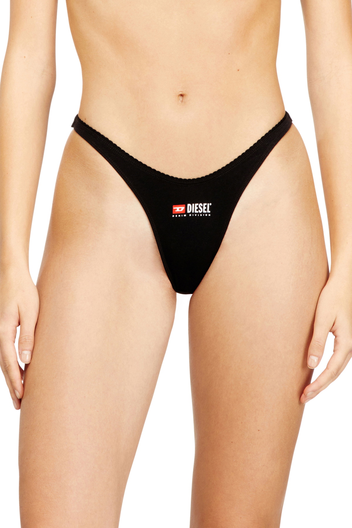 Diesel 3-pack of stretch cotton thongs with logo - Strings Womens in Black