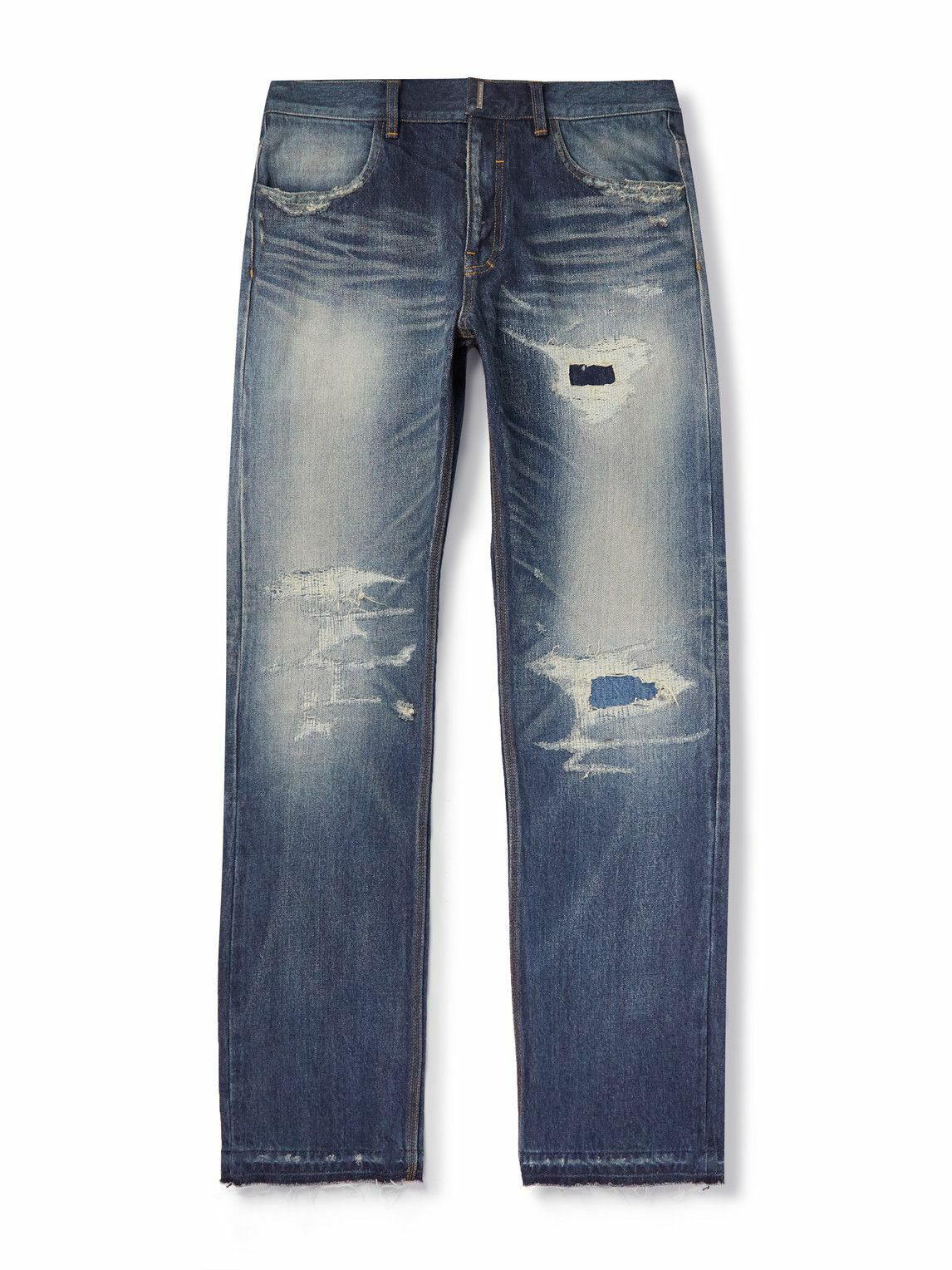 GIVENCHY Straight-Leg Distressed Cargo Jeans for Men