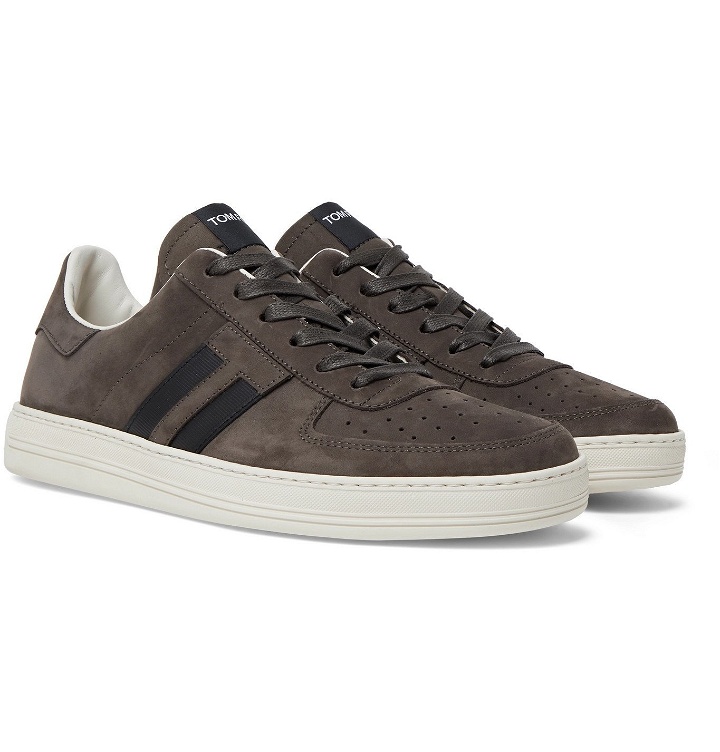 Photo: TOM FORD - Radcliffe Leather-Trimmed Suede Sneakers - Brown