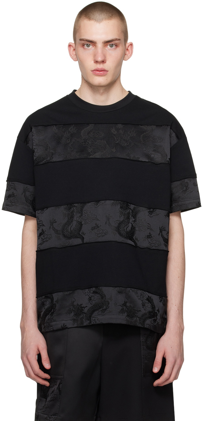 Feng Chen Wang Black Dragon Jacquard T-Shirt Feng Chen Wang