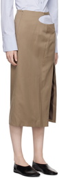 LOW CLASSIC Beige Curve Hole Midi Skirt