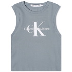 Calvin Klein Women's Monologo Rib Tank Top in Grey