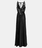 Rodarte Sequined lace-trimmed satin gown