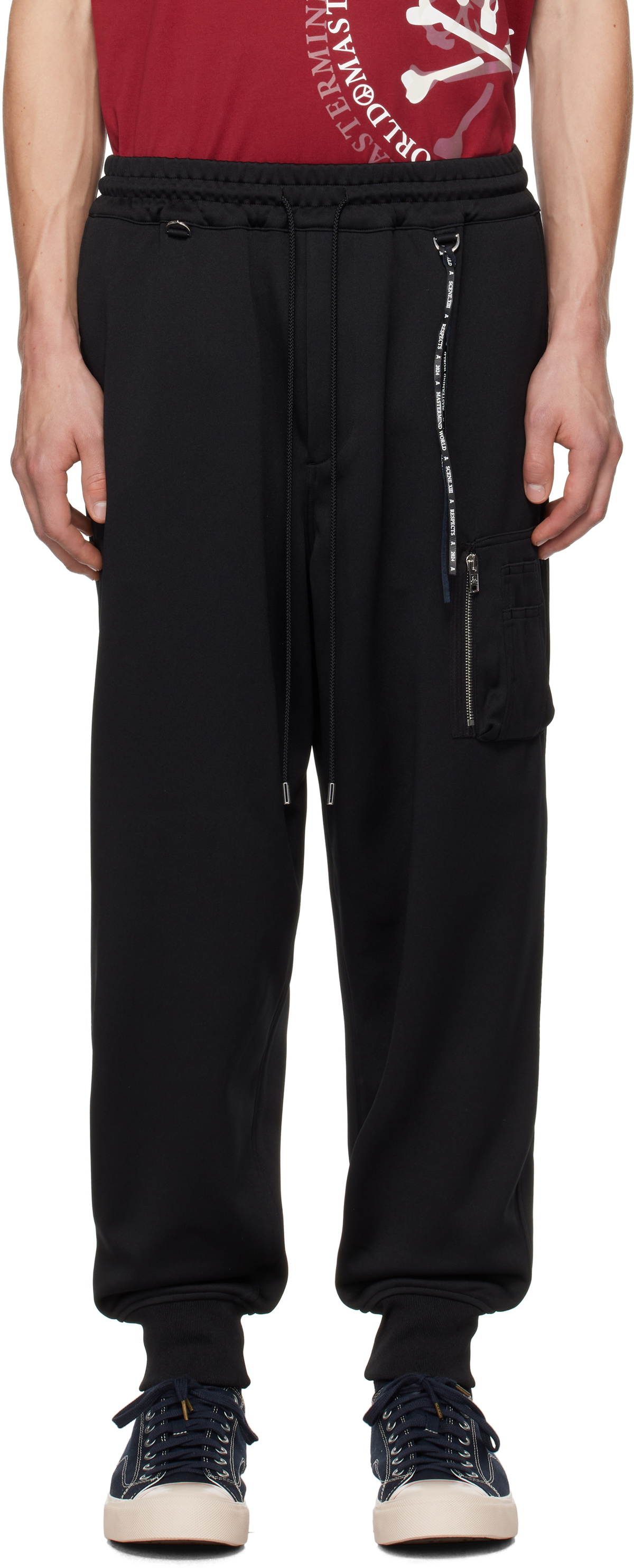 MASTERMIND WORLD Black Jersey Bomber Trousers