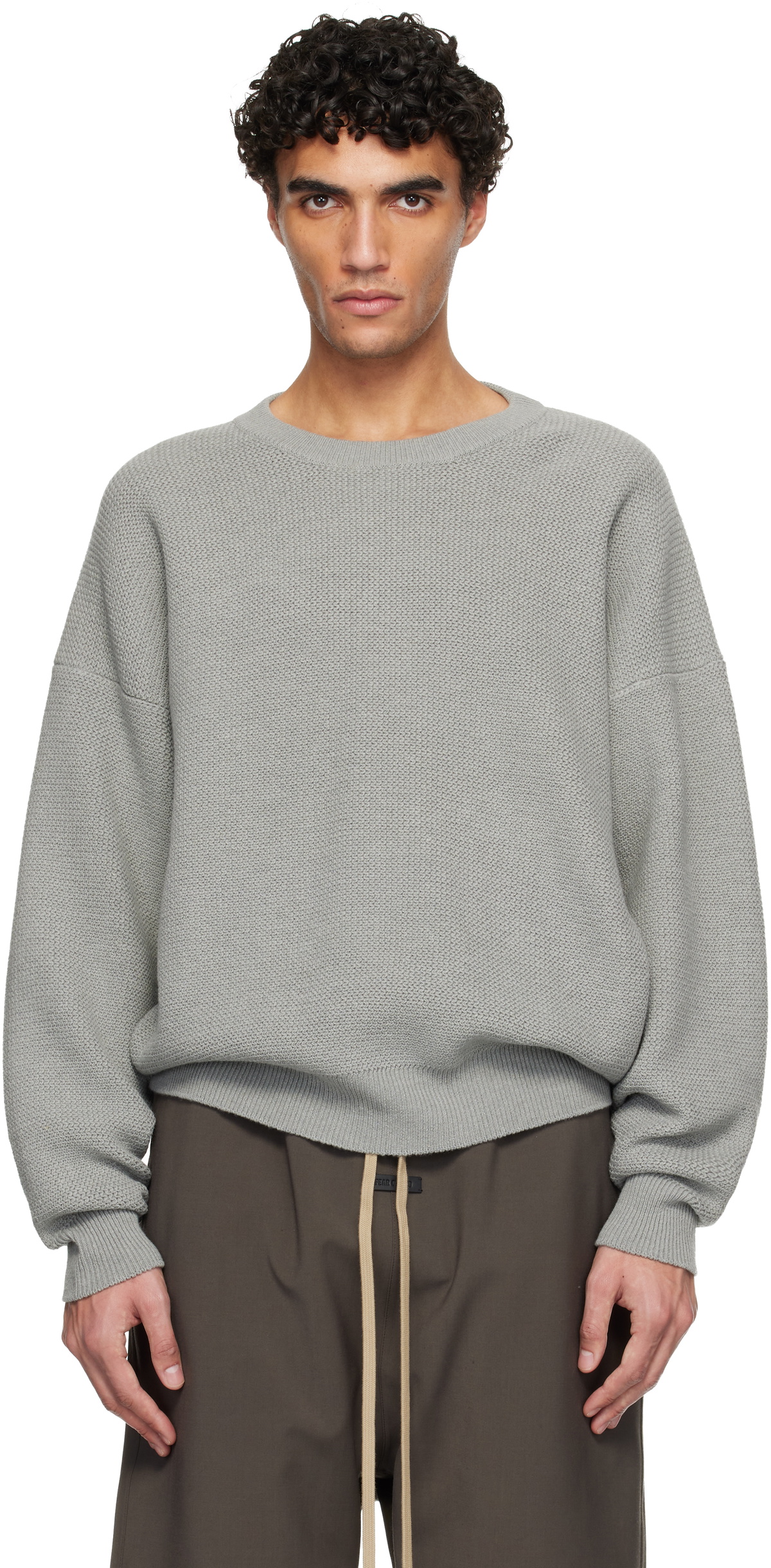 Fear of God Gray Wool Rib Crewneck Sweater