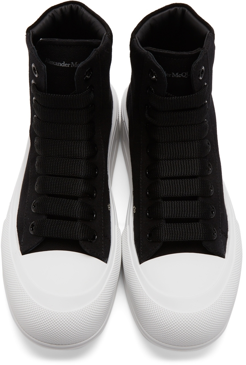 Alexander McQueen Black Deck Plimsoll High Top Sneakers
