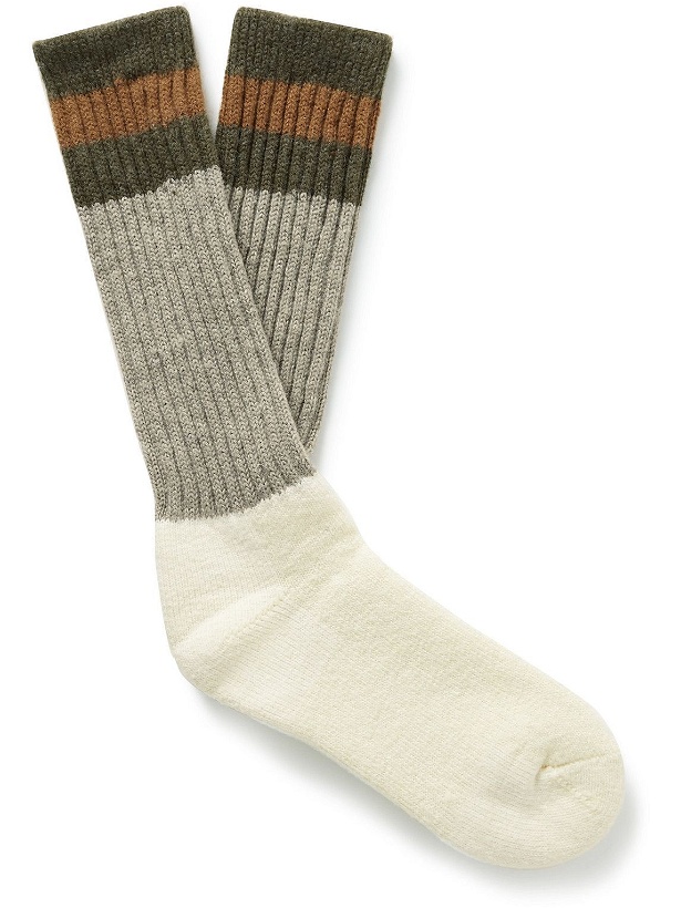 Photo: Filson - 1970's Logger Striped Merino Wool-Blend Socks - Gray