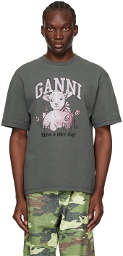 GANNI Gray Relaxed Lamb T-Shirt