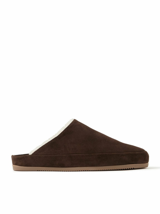 Photo: Mulo - Shearling-Lined Suede Slippers - Brown