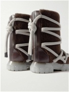 Rick Owens - Lunar Tractor Leather-Trimmed Shearling Boots - Brown