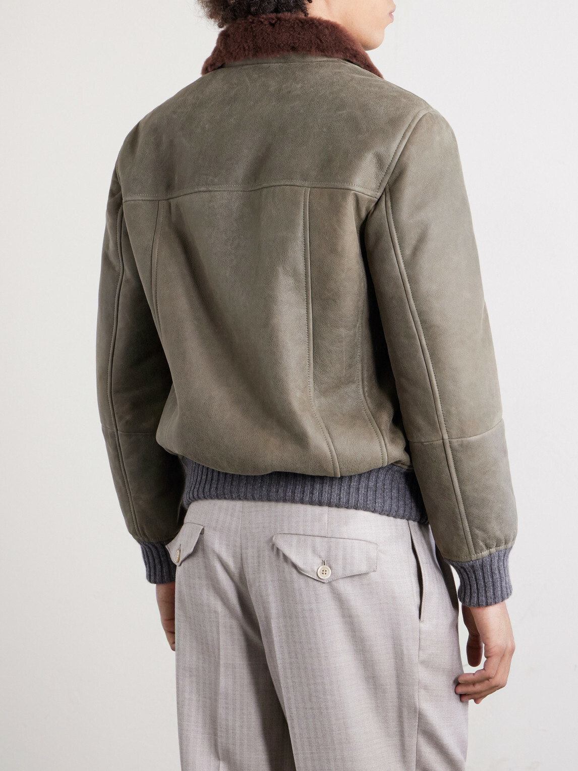 Brunello Cucinelli - Shearling Bomber Jacket - Green