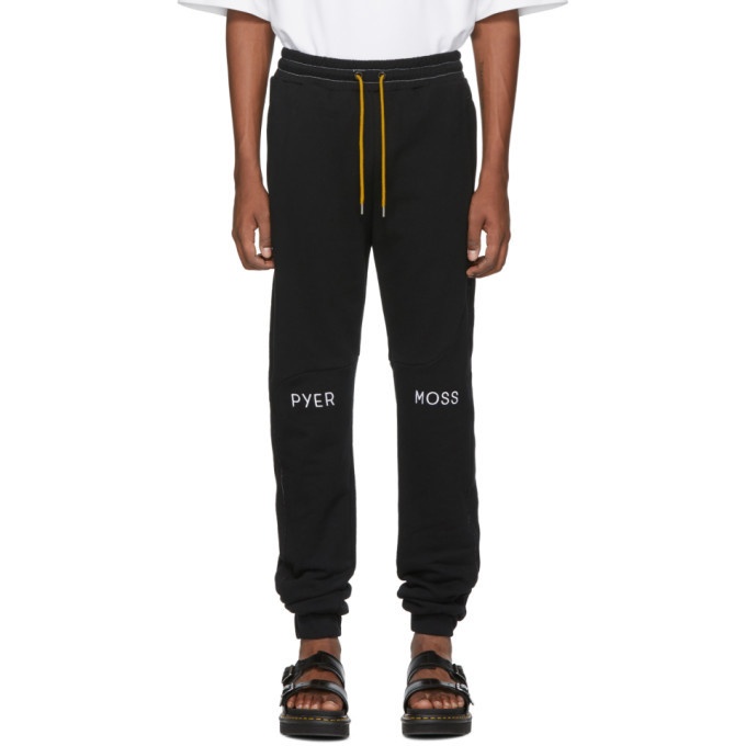 Photo: Pyer Moss Black Embroidered Logo Slouchy Jogger Pants