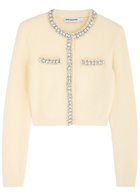 Self-portrait Crystal-embellished Knitted Cardigan Cream