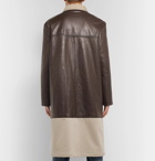 Balenciaga - Layered Cotton-Gabardine and Leather Coat - Men - Beige