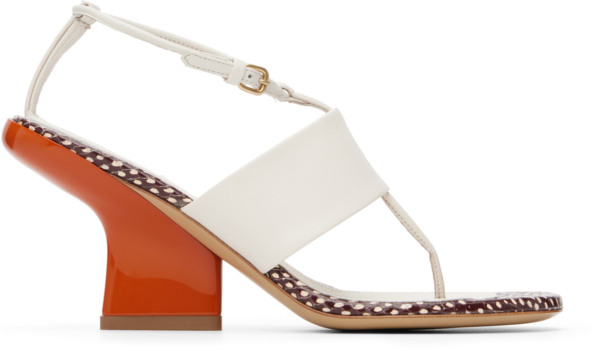 Dries Van Noten White & Orange Leather Heeled Sandals