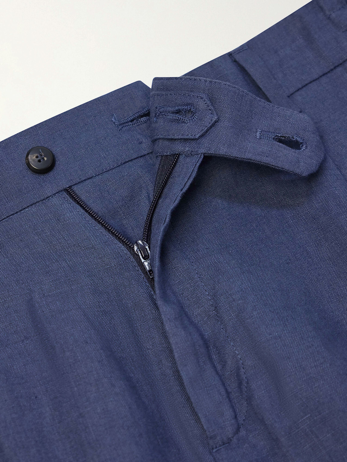 Eleventy - Flat Front Chino Linen Trousers - Blue