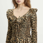 Damson Madder Women's Harper Shirred Midi Dress in Leopard