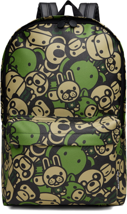 Photo: BAPE Green Faux Leather Large Backpack