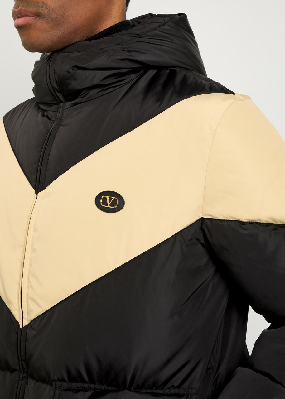 Valentino Garavani Padded Colour-blocked Shell Jacket Black