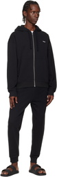 Hugo Black Relaxed-Fit Logo Detail Hoodie