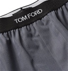 TOM FORD - Grosgrain-Trimmed Cotton Boxer Shorts - Dark gray