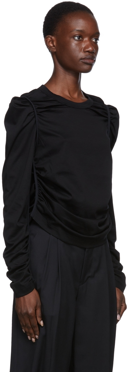 Noir Kei Ninomiya Black Ruched Long Sleeve T-Shirt Noir Kei Ninomiya