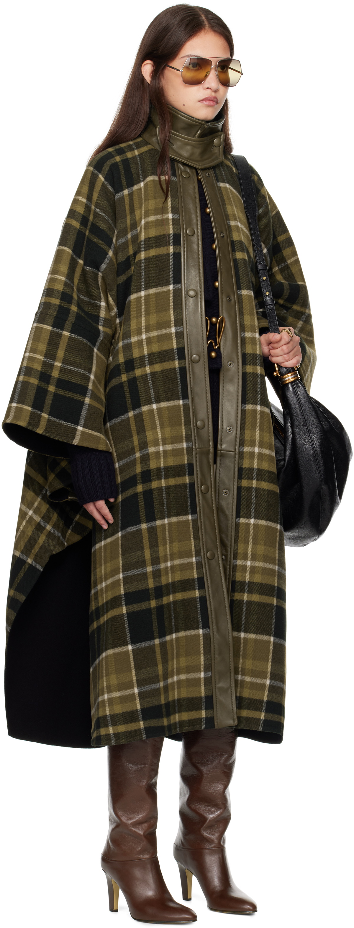 Chloé Green High-Neck Long Coat Chloe