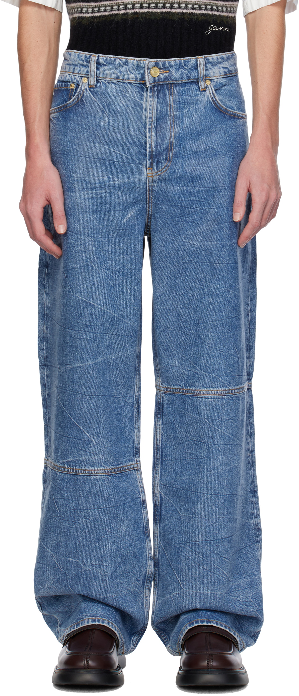 GANNI Blue Stripe Izey Jeans GANNI