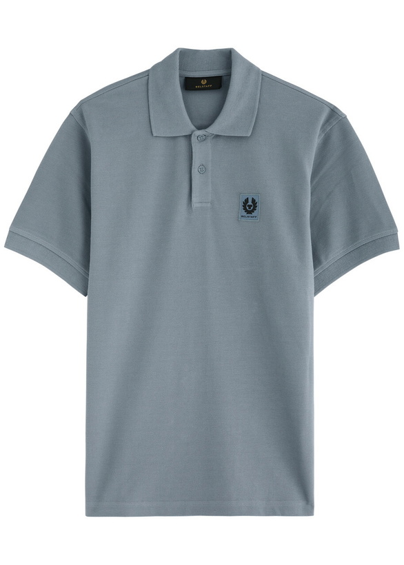 Photo: Belstaff Logo Piqué Cotton Polo Shirt Blue