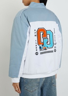 AN-Y1 Formula Appliquéd Padded Cotton Bomber Jacket Blue And White