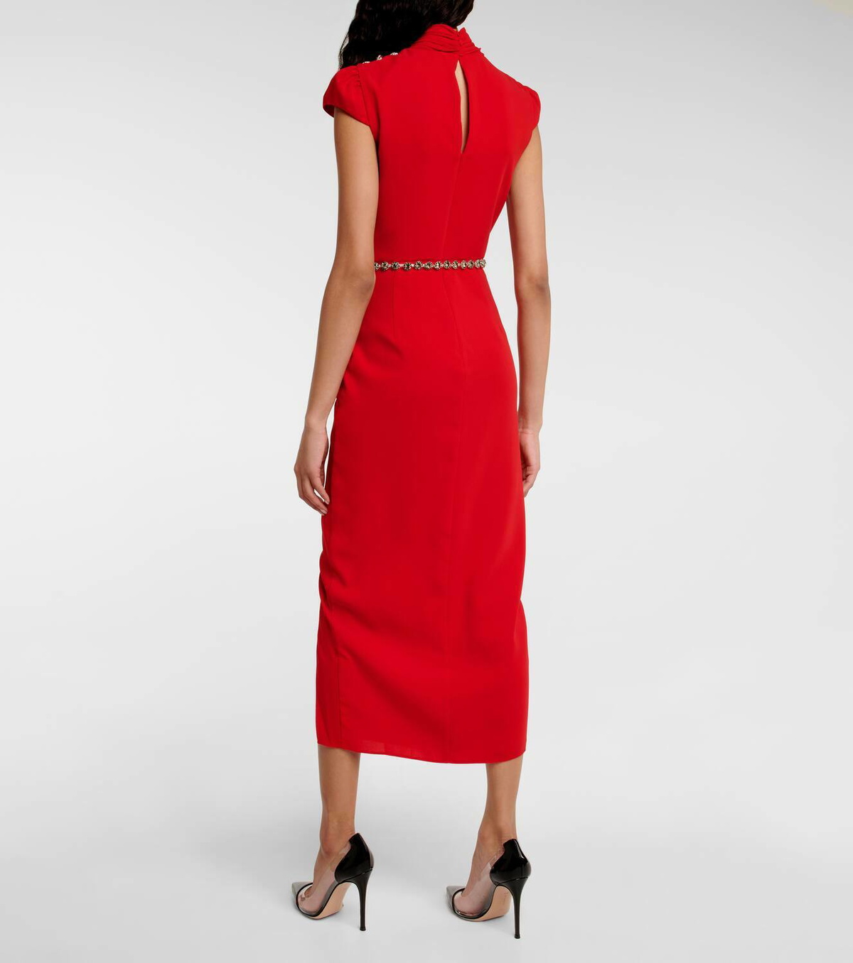 Self-Portrait Gathered jersey midi dress Self-Portrait