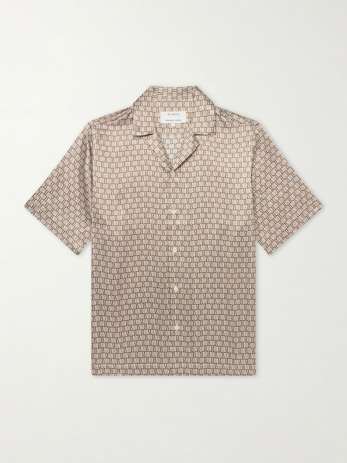 Frescobol Carioca - Roberto Camp-Collar Printed Silk-Voile Shirt - Brown
