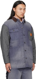 Khoki Blue Vintage-Effect Work Coat