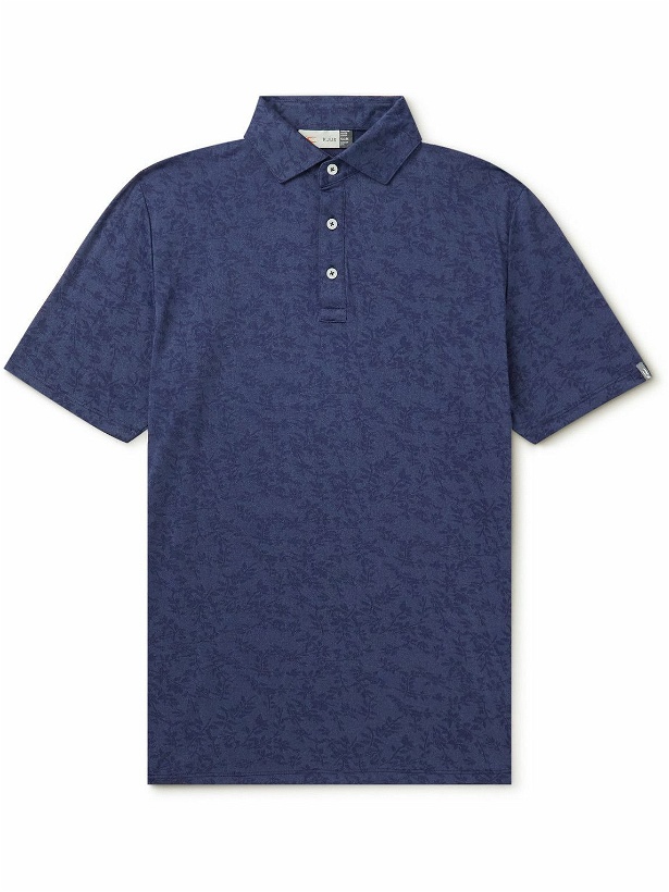 Photo: Kjus Golf - Stephen Slim-Fit Floral Jacquard-Knit Polo Shirt - Blue