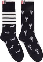 Thom Browne Navy 4-Bar Hector Lobster Socks