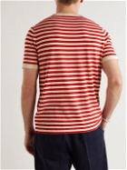 Aspesi - Striped Cotton, Silk and Linen-Blend T-Shirt - Red