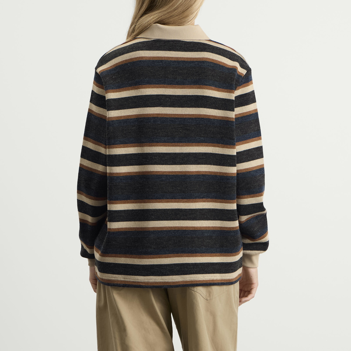 Adidas Women's Striped Polo Knit Jumper in Black
