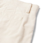 Brunello Cucinelli - Tapered Pleated Cotton-Corduroy Trousers - Neutrals