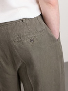 3sixteen - Straight-Leg Pleated Linen Trousers - Green