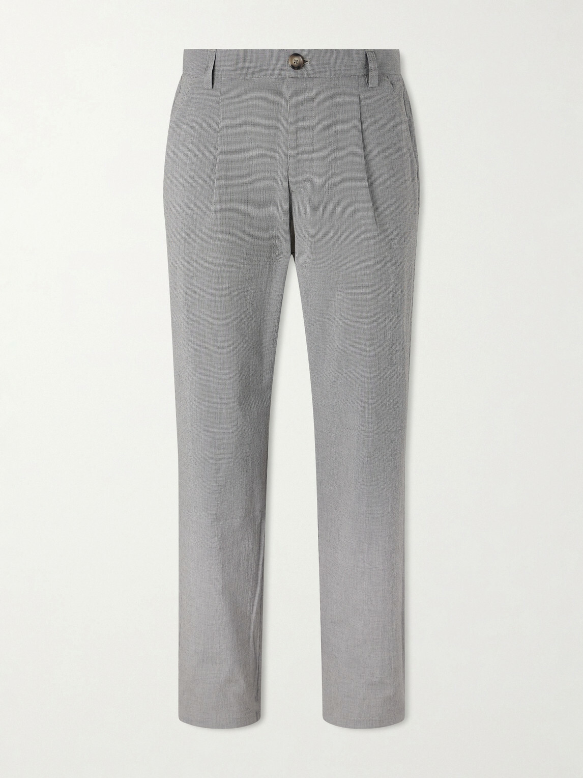Oliver Spencer - Morton Straight-Leg Pleated Checked Cotton-Blend Suit Trousers - Gray