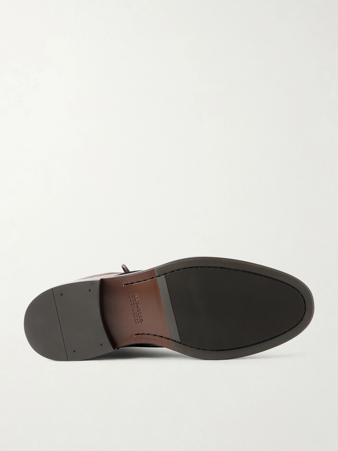 Brunello Cucinelli - Suede-Trimmed Leather Lace-Up Derby Boots - Brown
