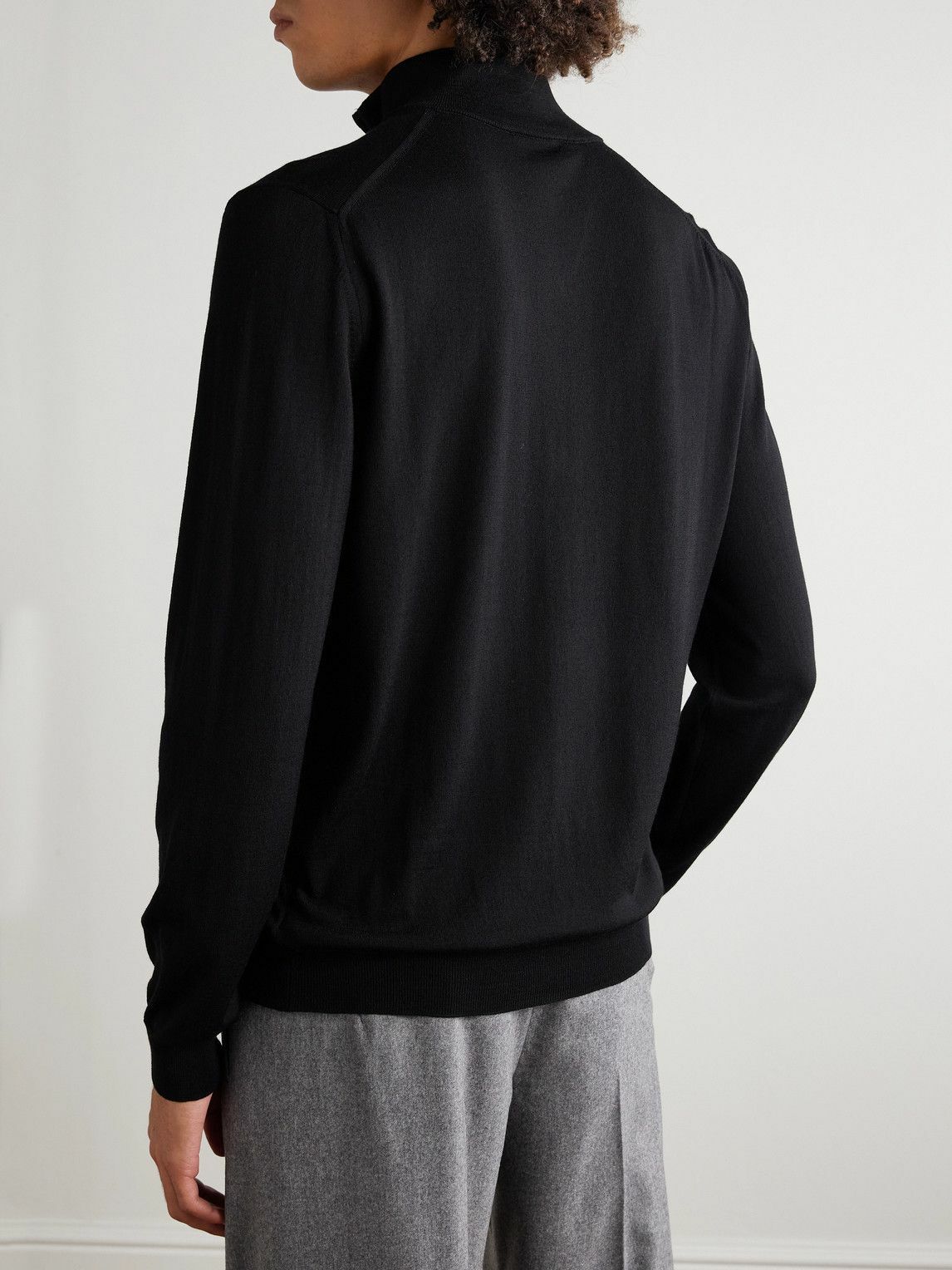 Incotex - Zanone Flexwool Half-Zip Sweater - Black