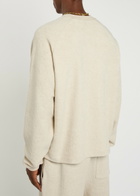 Ami Paris Logo-embroidered Towelling Cotton-blend Sweatshirt Ivory