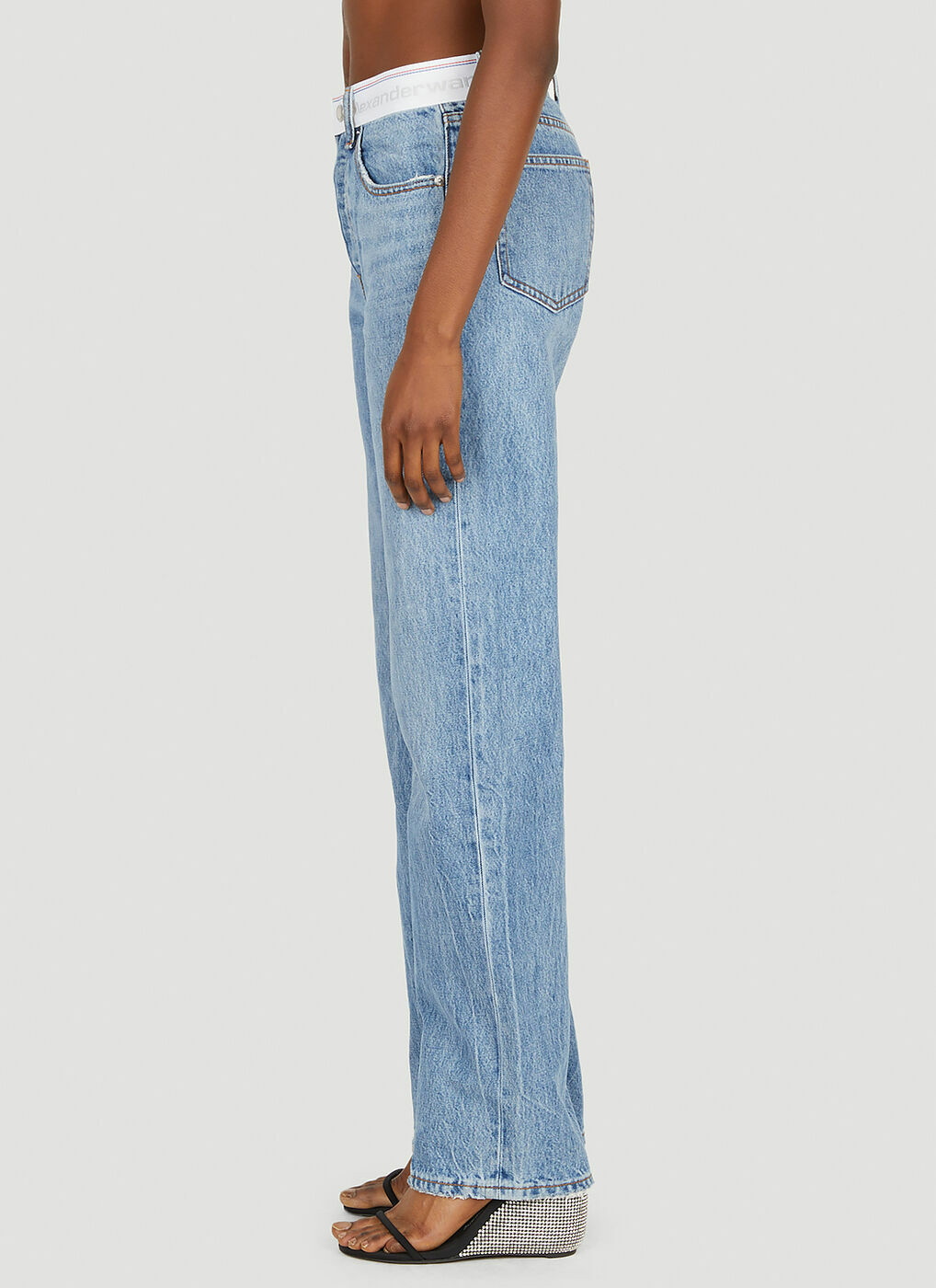 Logo Waistband Jeans in Blue