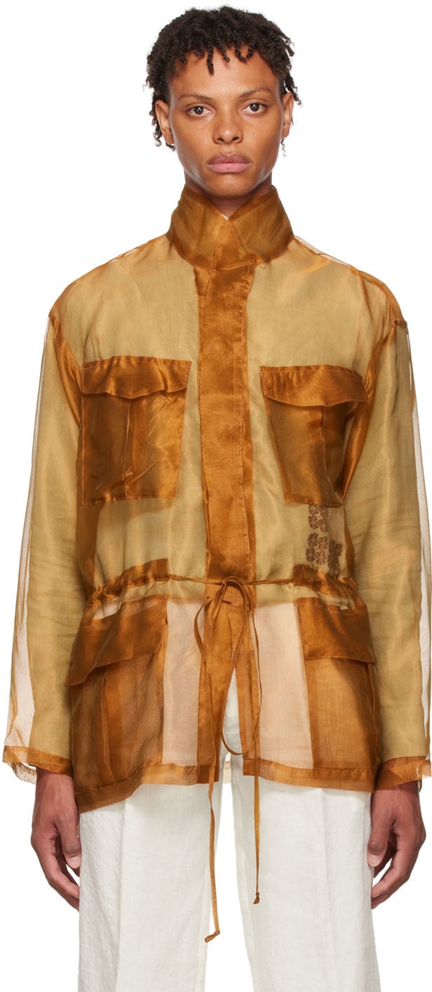 Lukhanyo Mdingi Orange Silk Shirt