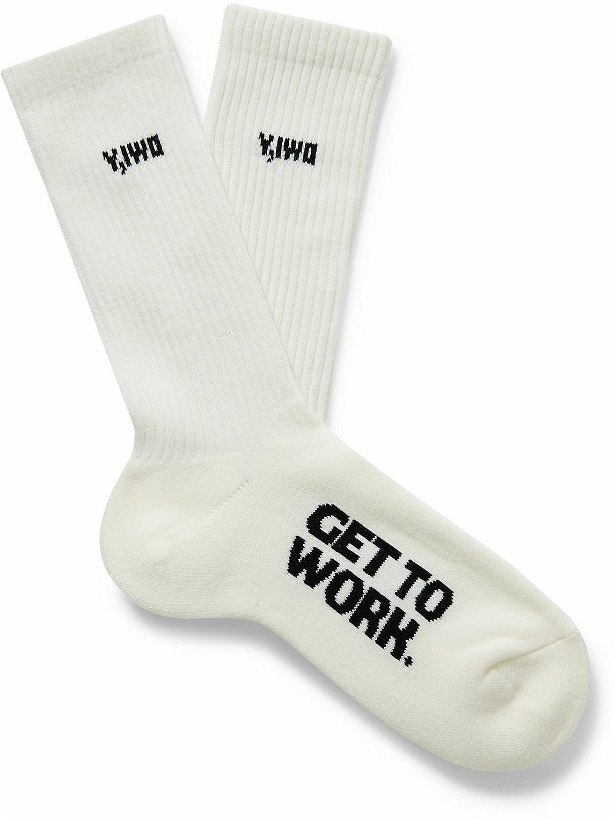 Photo: Y,IWO - Logo-Jacquard Ribbed Cotton-Blend Socks