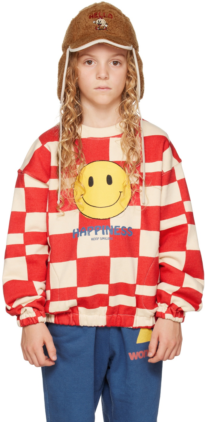 Jellymallow Kids Red Grid Sweatshirt